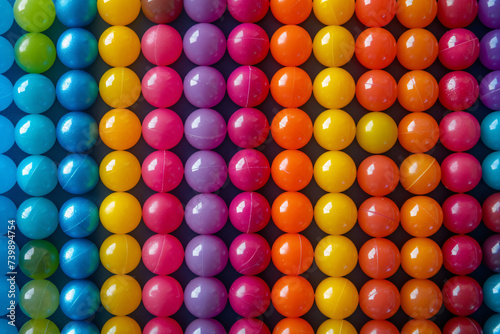 Close-up of colorful candies in a tight grid pattern