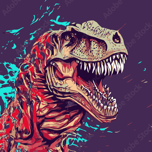 vector artwork bstract A dinosaur with a red and blue background design for use in design and print poster canvas