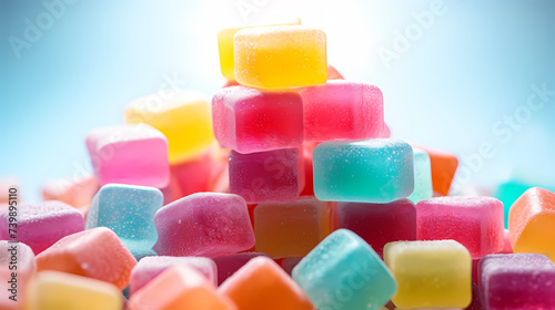 Colorful marshmallows, pastel candy assortment