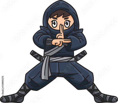 Ninja Cartoon Colored Clipart Illustration