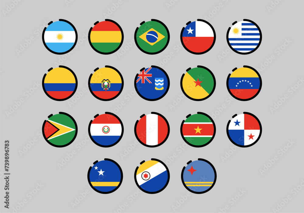 South America Circle Flag Set South America Circle Flag Set