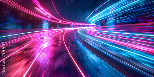 uturistic background with pink blue glowing neon moving high speed wave lines