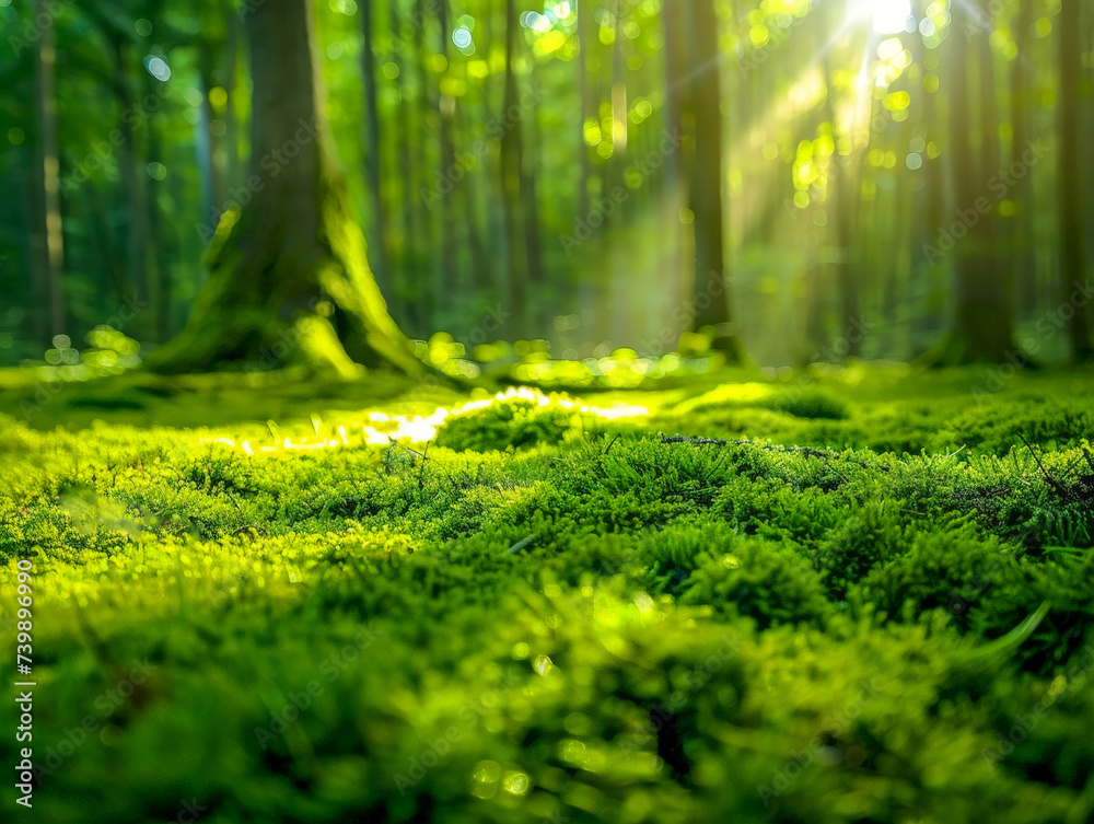 Fototapeta premium forest, nature, trees, sunlight, green, woods