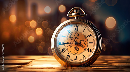 Vintage Pocket Stopwatch Ticking with Clock Background Emphasizes the countdown aspect of short term goals and its sense of urgency created with Generative AI Technology