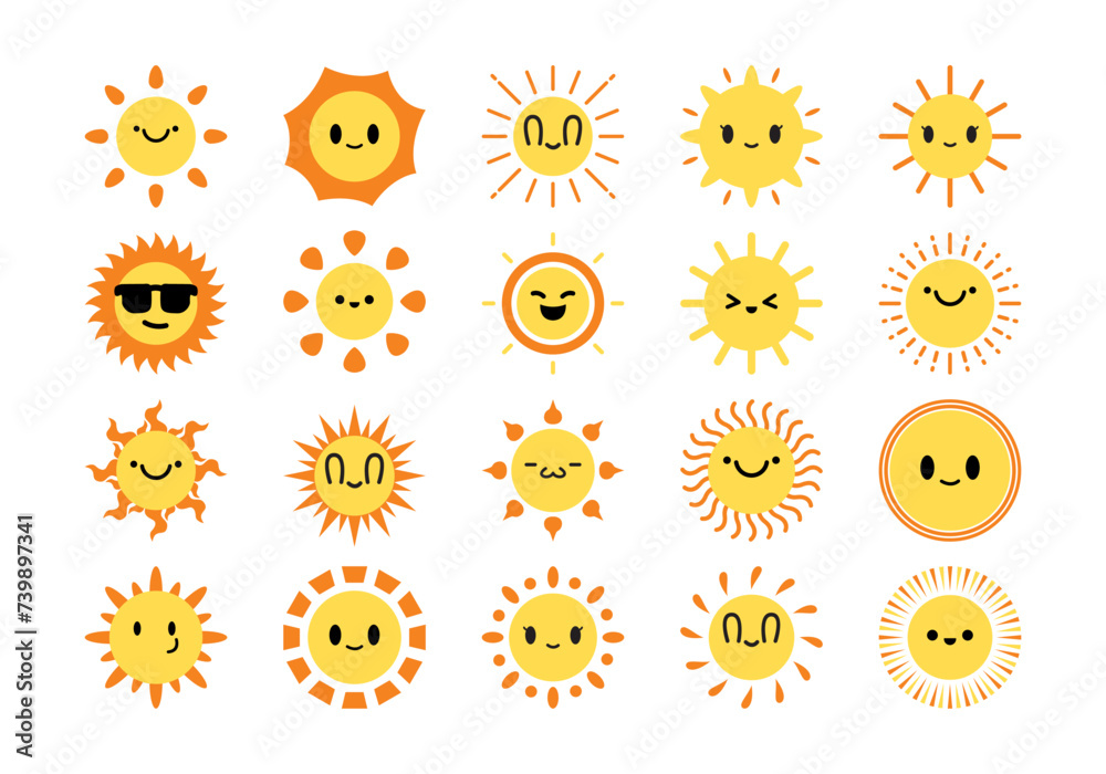 Sun Character Illustration Element Set