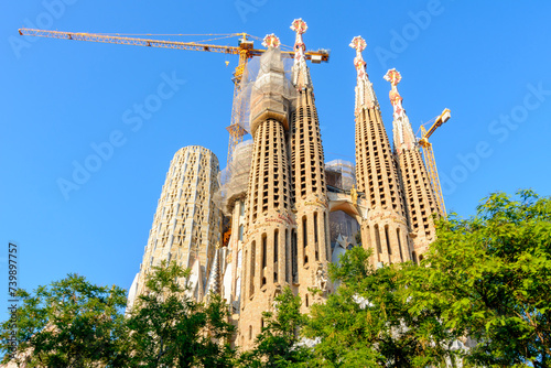 Sagrada Familia cathedral towers in Barcelona, Spain