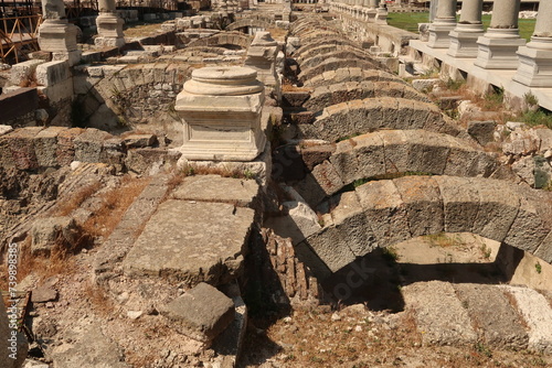 Shot of the Smyrna Agora taken from above, Izmir, Turkey photo