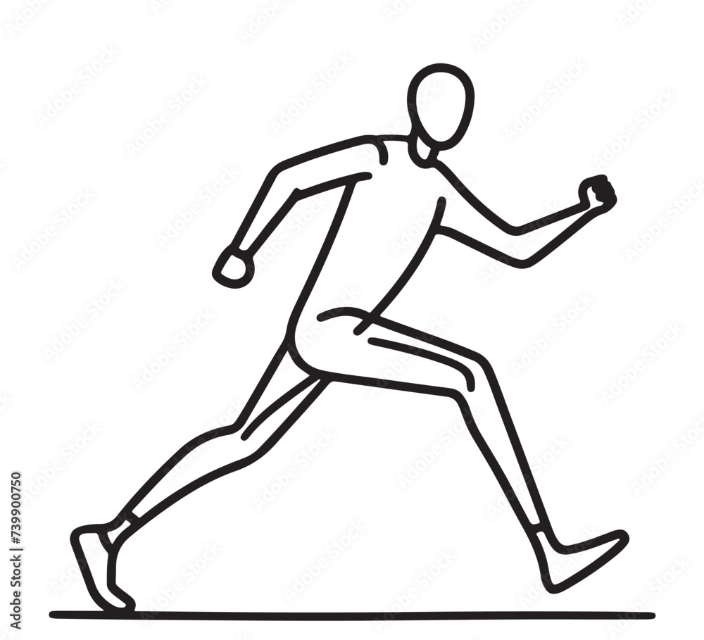 Running man vector, abstract running person silhouette symbol, modern simple sprinter trail shape