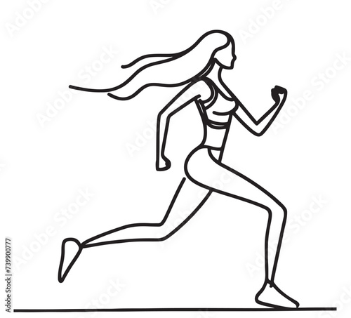 Running woman vector, abstract running person silhouette symbol, modern simple sprinter trail shape