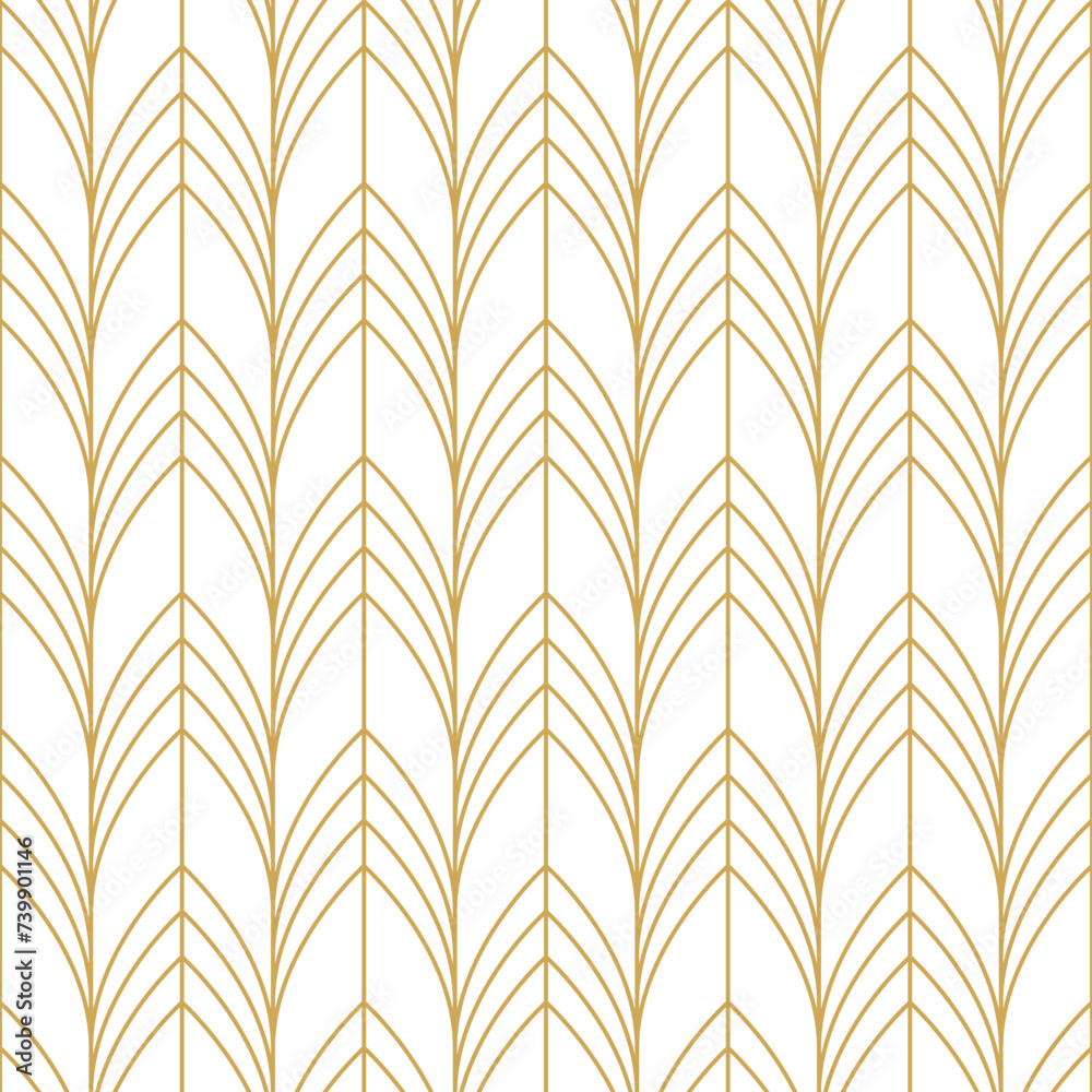 seamless pattern art deco with multiple golden line ,vintage style background, vector illustration.