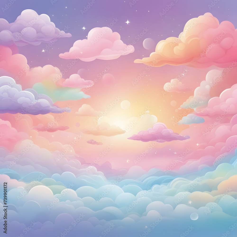 Pastel rainbow sky fantasy background.	