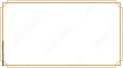 Rectangle art deco gold frame with 3.375 : 1.875 aspect ratio for business card, horizontal border cutout, svg  with transparent background. photo