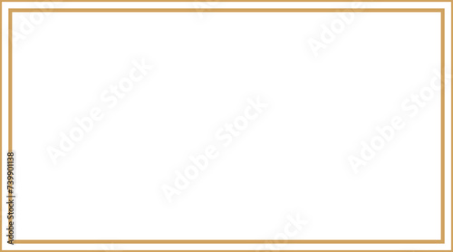 Rectangle double gold frame with 3.375 : 1.875 aspect ratio for business card, horizontal border cutout, svg  with transparent background.