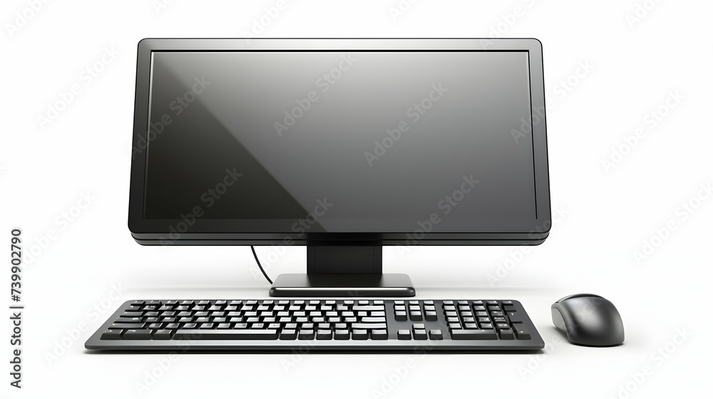 Desktop computer and keyboard a clean and organized setting Desktop computer and keyboard a clean and organized setting