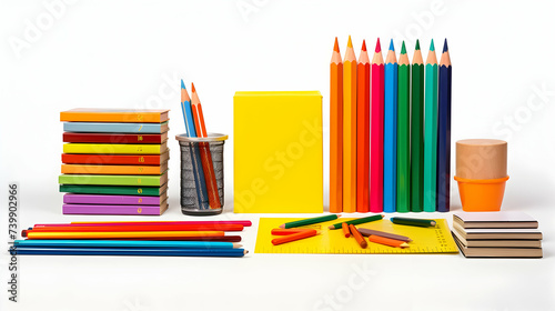 Elementary school essentials including crayons