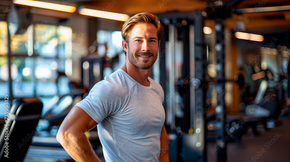 Fototapeta premium Portrait of a fitness coach in a modern gym