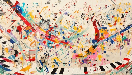 Abstract music background with notes