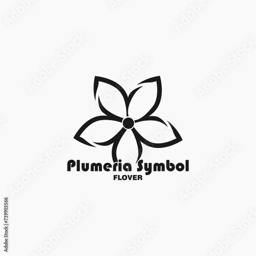 Plumeria silhouette icon. Plumeria flower. Exotic tropical plant symbol.