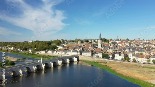 The medieval town of Charite sur Loire in Europe, France, Burgundy, Nievre, in summer, on a sunny day. photo