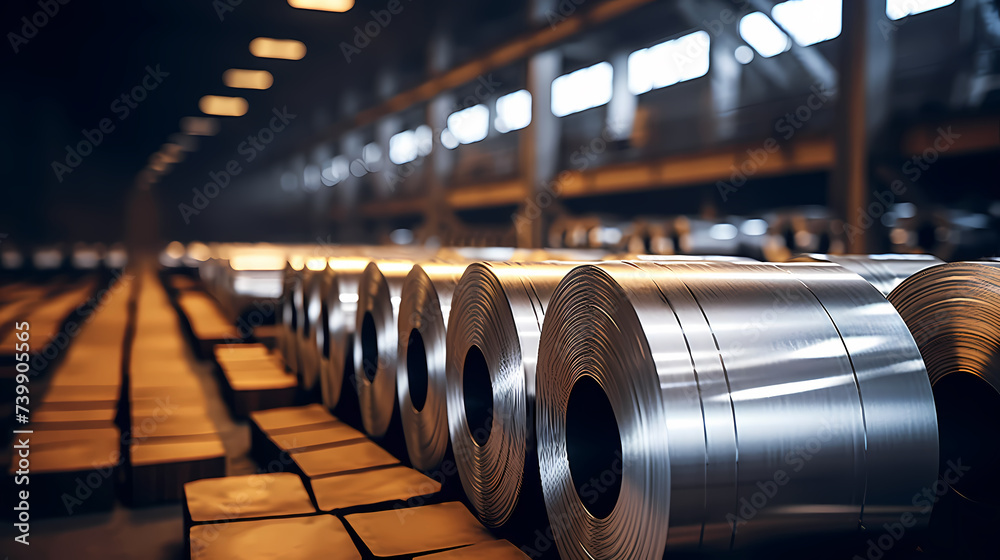 Stock metal profile rolls, industrial background