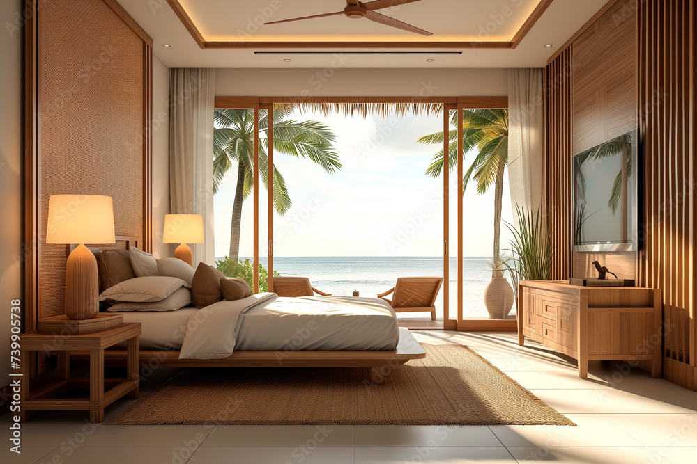 Fototapeta premium Tropical hotel room interior
