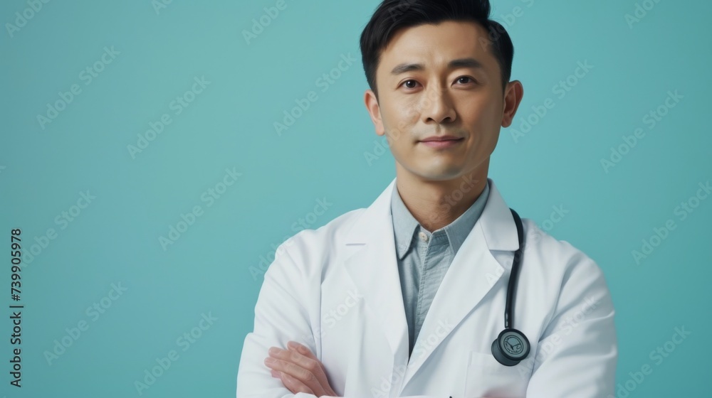 Portrait of an asian doctor with stethoscope isolated on background Portrait of an asian doctor with stethoscope isolated on background