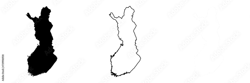 Kazakhstan country silhouette. Set of 3 high detailed maps. Solid black silhouette, thick black outline and thin black outline. Vector illustration isolated on white background. Kazakhstan country silhouette. Set of 3 high detailed maps. Solid black silhouette, thick black outline and thin black outline. Vector illustration isolated on white background.