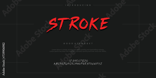 Rough abstract digital alphabet font typography. Bold Condensed Display Font. Vector illustration