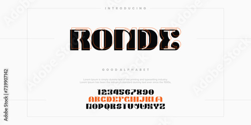 digital alphabet font. Minimal technology typography, Creative urban sport fashion futuristic vector illustration.