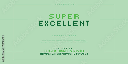 Pixelate digital alphabet font. Minimal technology typography, Creative urban sport fashion futuristic vector illustration.