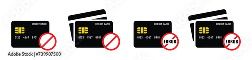 Credit card error icon. Money card blocked icon, vector illustration