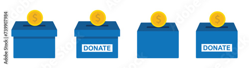 Donation box icon. Charity box icon, vector illustration