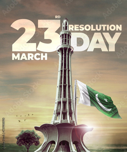 23rd March Resolution Day. 3d rendering illustration.