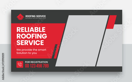 Roofing Service youtube thumbnail and web banner template design	
