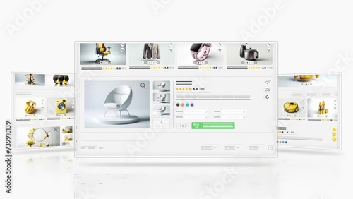 Online marketplace website animation. E-commerce and shopping products. Marketing, trading and sales product homepage.