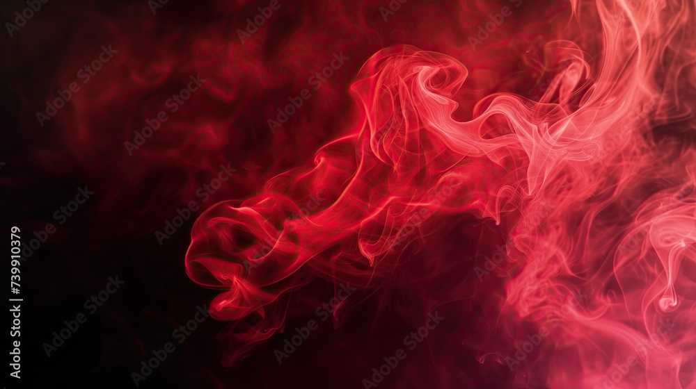 Billowing Red Smoke Rising in a Mysterious Black Background With a Soft Focus