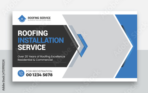 Roofing Service youtube thumbnail and web banner template design	