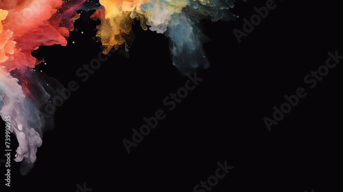 Colorful paint splashes isolated on black background.  © Мария Гринева
