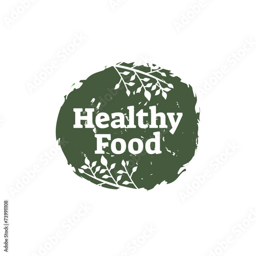 healthy food logo design with leaf elements.  Organic food vector design