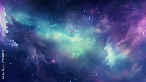 Abstract cosmos Cloudy purple galaxy with wise stars space background created with Generative AI Technology