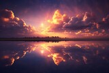 Fluffy foggy cloud with purple and yellow hues resembling chrome reflections in the sky
