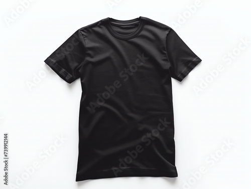 A black t shirt isolated on white background. 