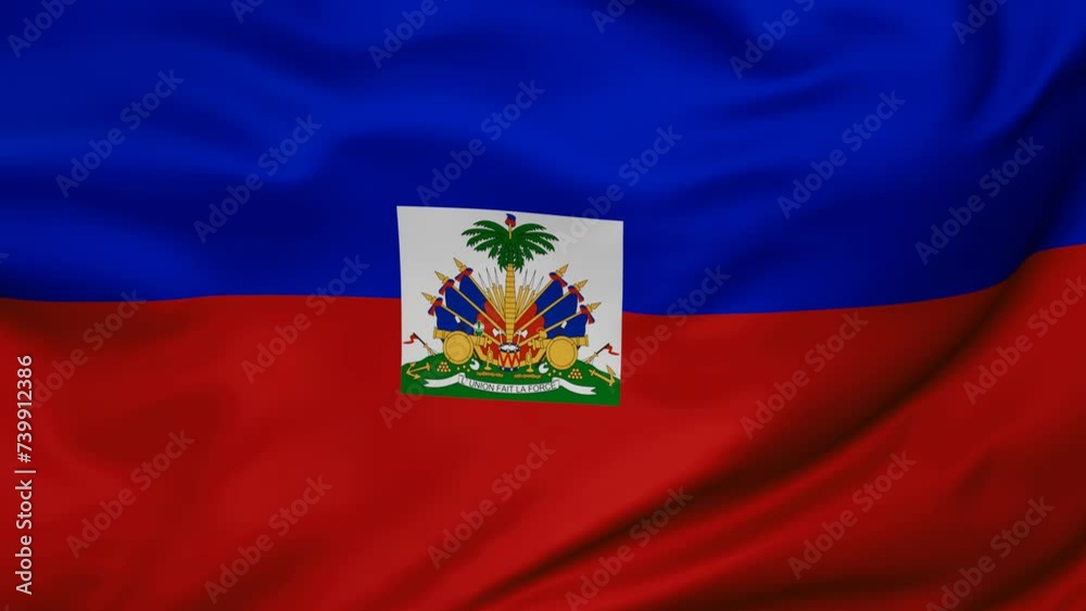 Haiti wavy flag swaying in the wind, looped endless cycled video, full screen covers flag background Haiti wavy flag swaying in the wind, looped endless cycled video, full screen covers flag background