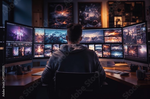 Designer working in office editing photos