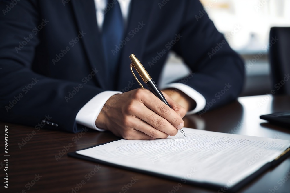 Hand Signing Contract Under Law Banner - Panoramic Hand Signing Contract Under Law Banner - Panoramic
