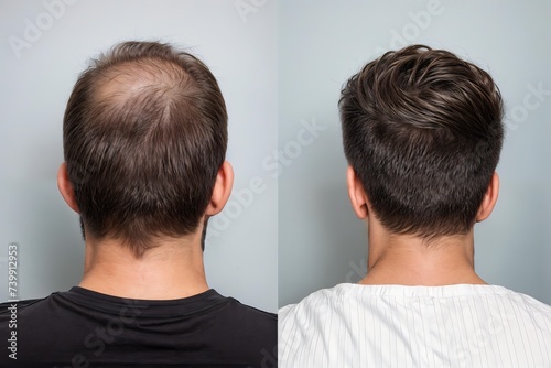 Man before and after hair loss treatments photo