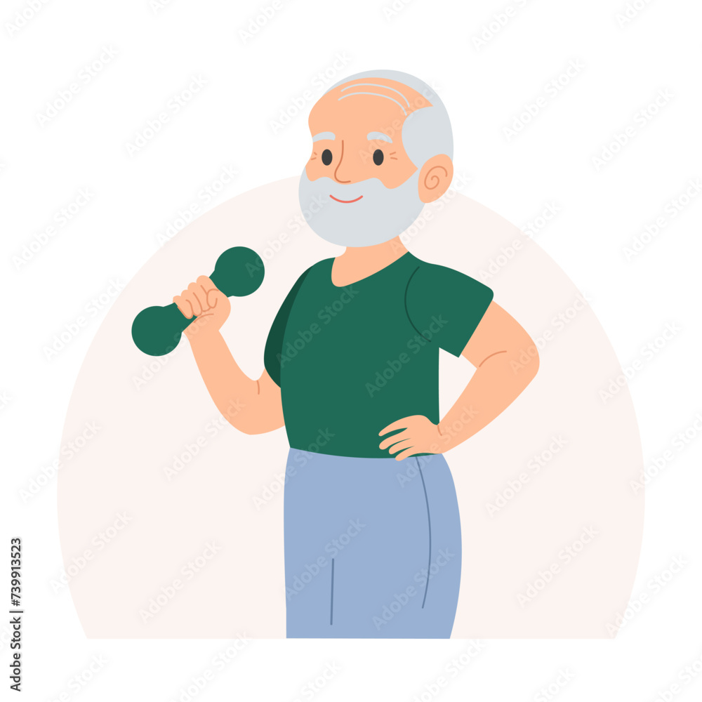 an adult man does sport. healthy lifestyle, self-care, sports. vector illustration