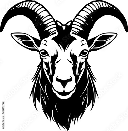 Goat | Black and White Vector illustration