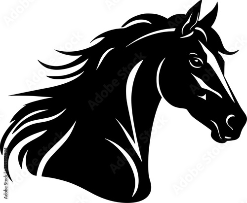 Horse - Black and White Isolated Icon - Vector illustration