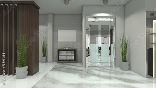 Lift Corridor Design with Side Drawer Furniture Interior